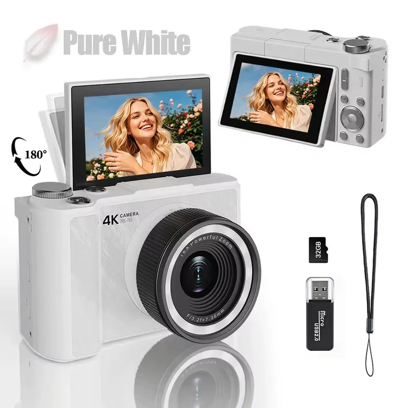 Capture Every Moment with the 4K Mini Digital Camera - Portable, Anti-Shake, and Perfect for Beginners!