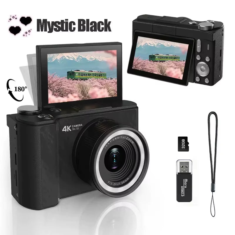 Capture Every Moment with the 4K Mini Digital Camera - Portable, Anti-Shake, and Perfect for Beginners!